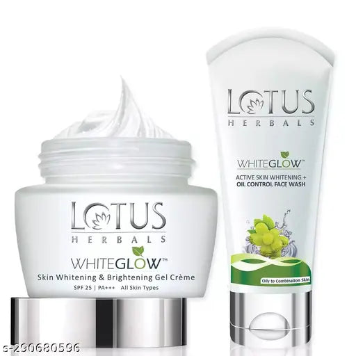 Lotus Herbals Whiteglow Skin Whitening & Brightening Gel Cream 60G With Whiteglow Oil Control Face Wash 50G