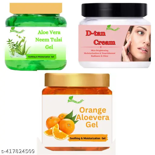 Activeland orange gel , Aloe vera green gel , D-tan for face 100 gm each - Springkart 