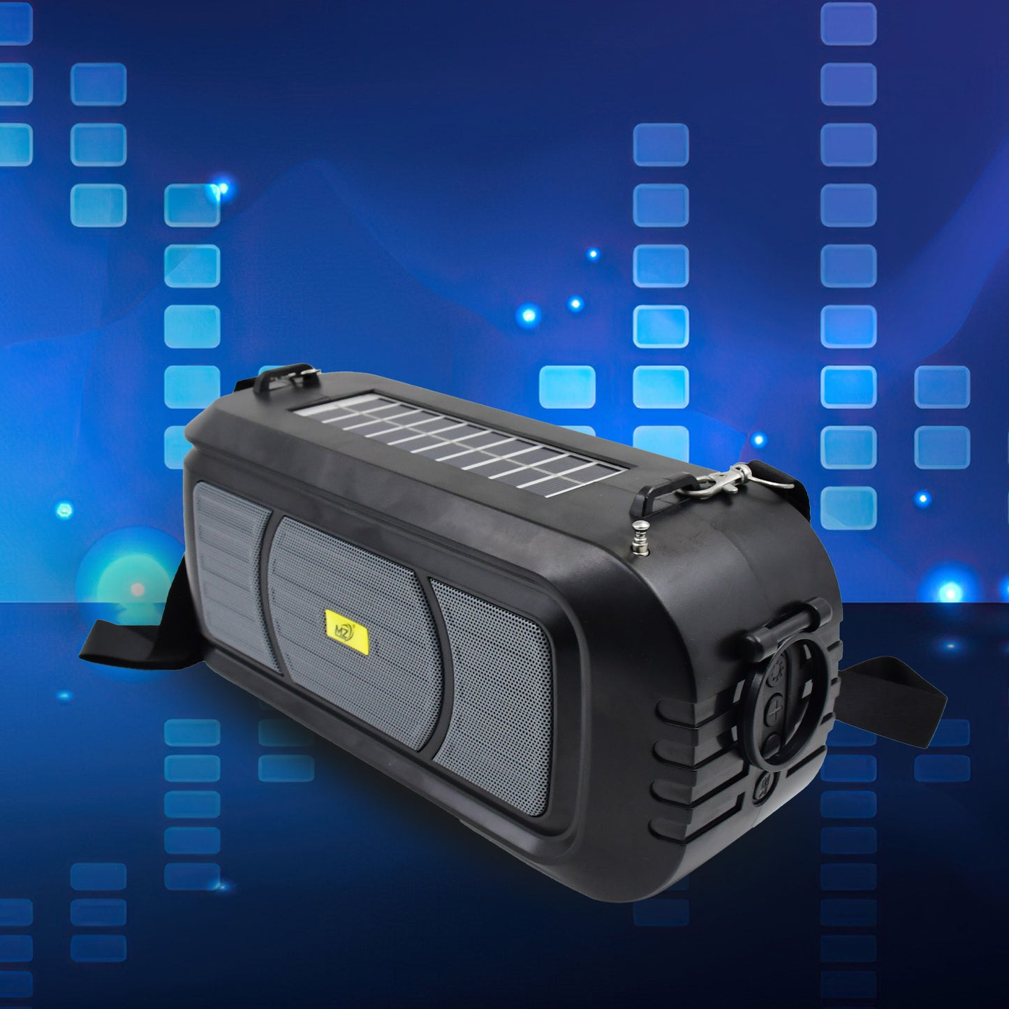 Wireless Bluetooth Speaker 5w High Bass With Wireless Mic Microphone Led Torch Solar Charging Support Usb Adjustable Strap (1 Set) - Springkart 