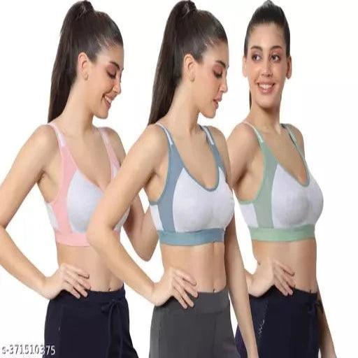 Wonkey Women's, Girl's Sport Non Padded Bra Pack of 3 - Springkart 