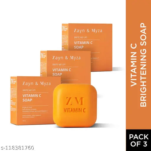 ZM ZAYN & MYZA Vitamin C Soap enriched with Kojic acid. Dermatologically Tested.  Pack of 3