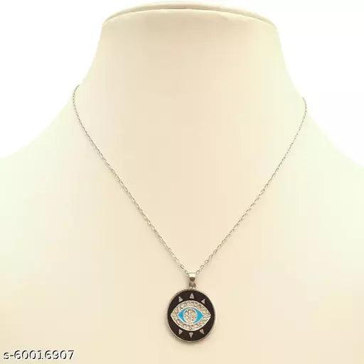 Studded Round evil eye Necklace (Black) - Springkart 