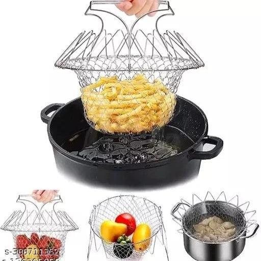 Chef Basket, Foldable Steam Rinse Deep Frying Basket, Stainless Steel - Springkart 