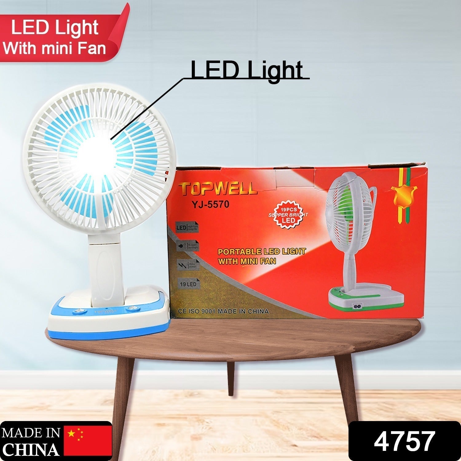 PORTABLE LED LIGHT WITH MINI FAN- YJ 5570 (Battery Not Include) - Springkart 