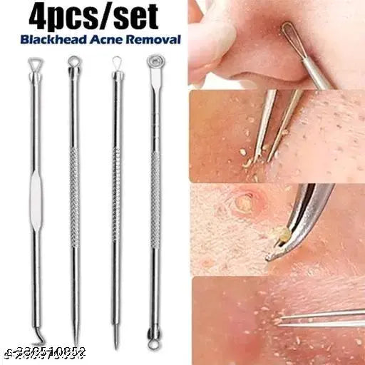 Stainless Steel Blackhead Pimple Blemish Extractor/Remover Tool (4.72-inch) - Set of 4 - Springkart 