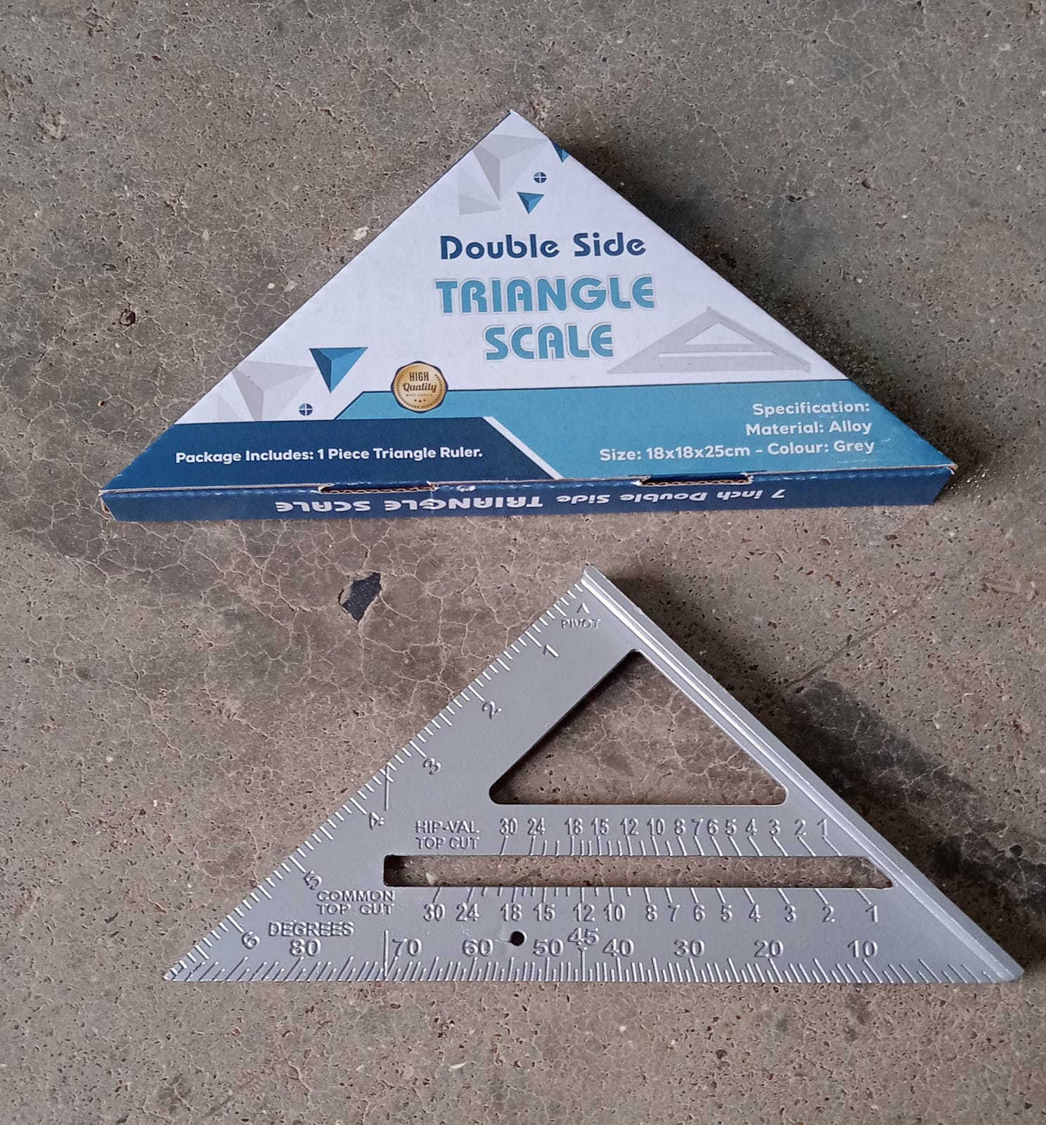 Double Side Scale Triangle Measurement Hand Tool, 45 Degree Triangle Ruler, Home for Industry, Aluminum Alloy Rafter Square 7-Inch Length - Springkart 