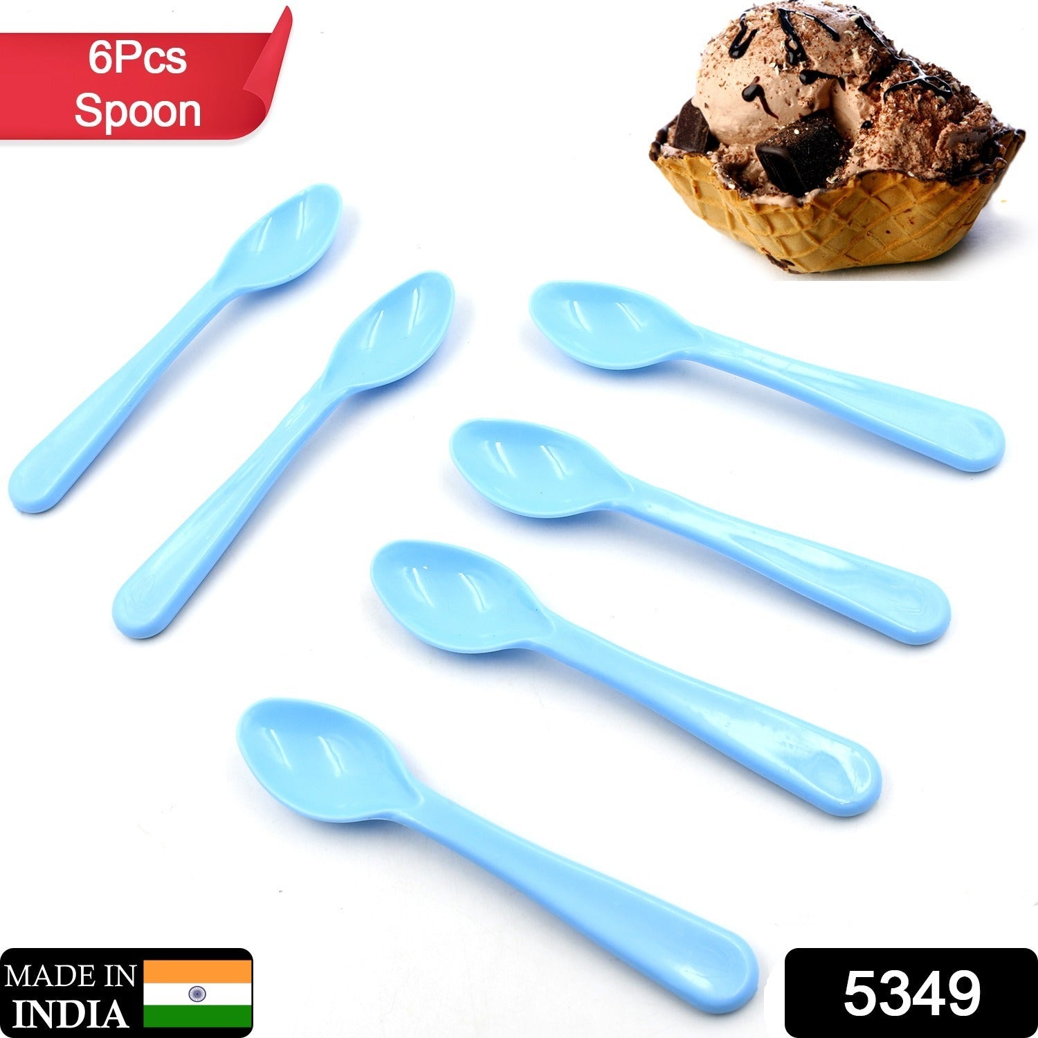 Food Plastic Spoon Set, Plastic Table Spoon Set Plastic Tea Spoon, Coffee with ABS Plastic, Heat-Resistant Spoon (6 Pc Set ) - Springkart 