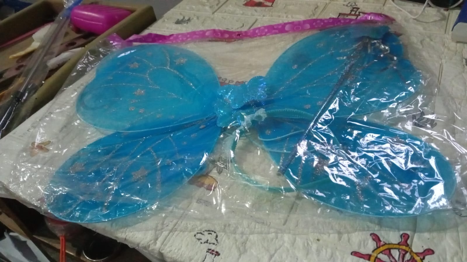 Baby Girl's Fairy Nylon Butterfly Wings Costume Butterfly Fairy Angel Wing| Wand And Hairband Multi- Color For Party (1pc) - Springkart 