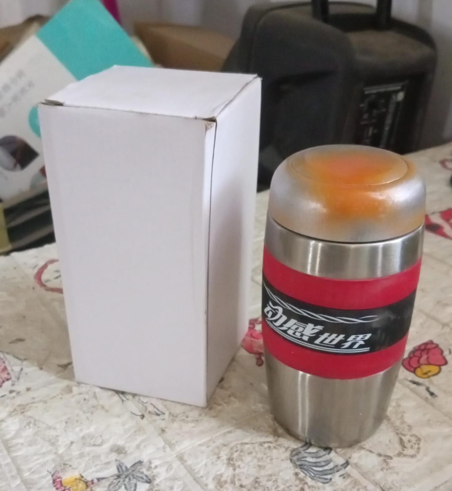 Steel Travel Mug / Tumbler / Cup, Double Walled With Rubber Grip 400ml. - Springkart 