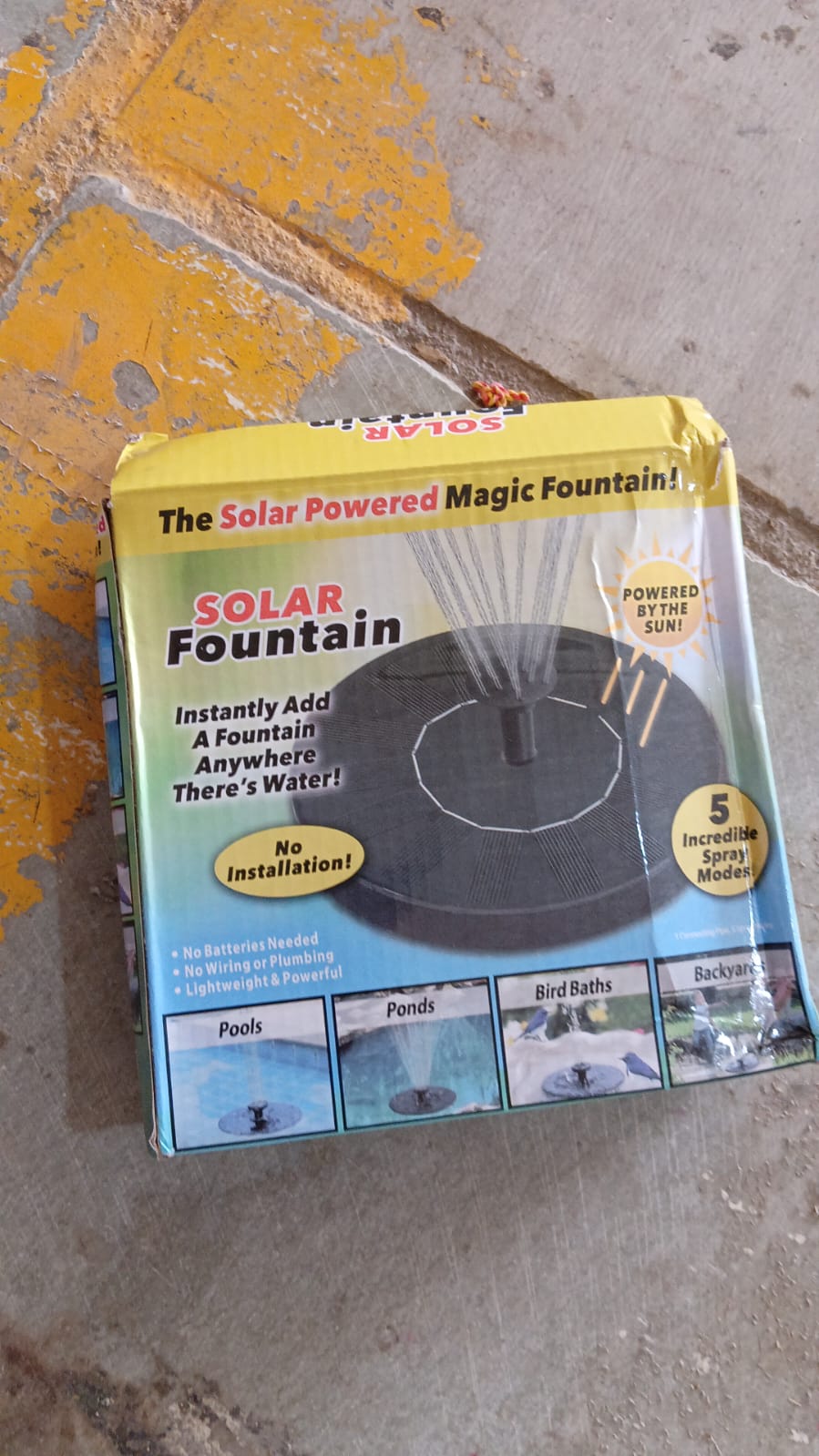 Fast Fountain by Pocket Hose - Solar-Powered - Instantly Adds a Water Feature Virtually Anywhere - 5 Spray Modes - No Installation or Batteries Required - Great for Bird Baths, Pools, Pond & More (1 Pc) - Springkart 