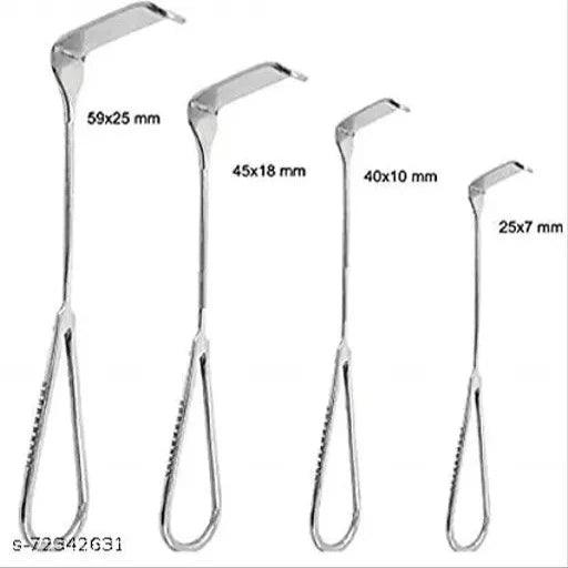 Langenbeck Retractors (Set of 4 Pcs.) sizes : 59 * 25mm, 45 * 18mm, 40 * 10mm, 25 * 7mm retractors - Springkart 