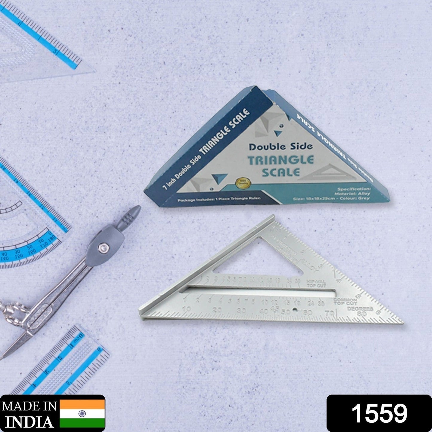 Double Side Scale Triangle Measurement Hand Tool, 45 Degree Triangle Ruler, Home for Industry, Aluminum Alloy Rafter Square 7-Inch Length - Springkart 