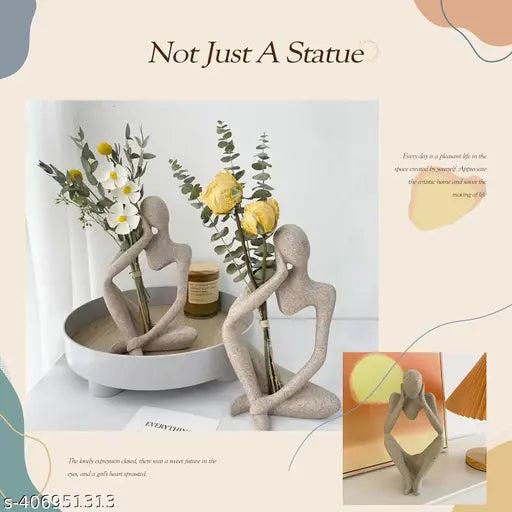 Thinker Statues Set of 3, Sandstone Resin Thinker Statue Ornaments, Abstract Style Sculpture Statue Collectible Figurines for Home Decor/Office/Bookshelf/Desktop/Decorations showpiece livingroom bedroom home decorative statue gift
