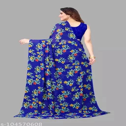 VJ FASHION Floral Print Daily Wear Georgette Saree - Springkart 