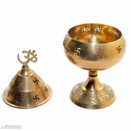 Vastu India Brass Akhand Diya Brass Table Diya (Height: 2 inch) - Springkart 