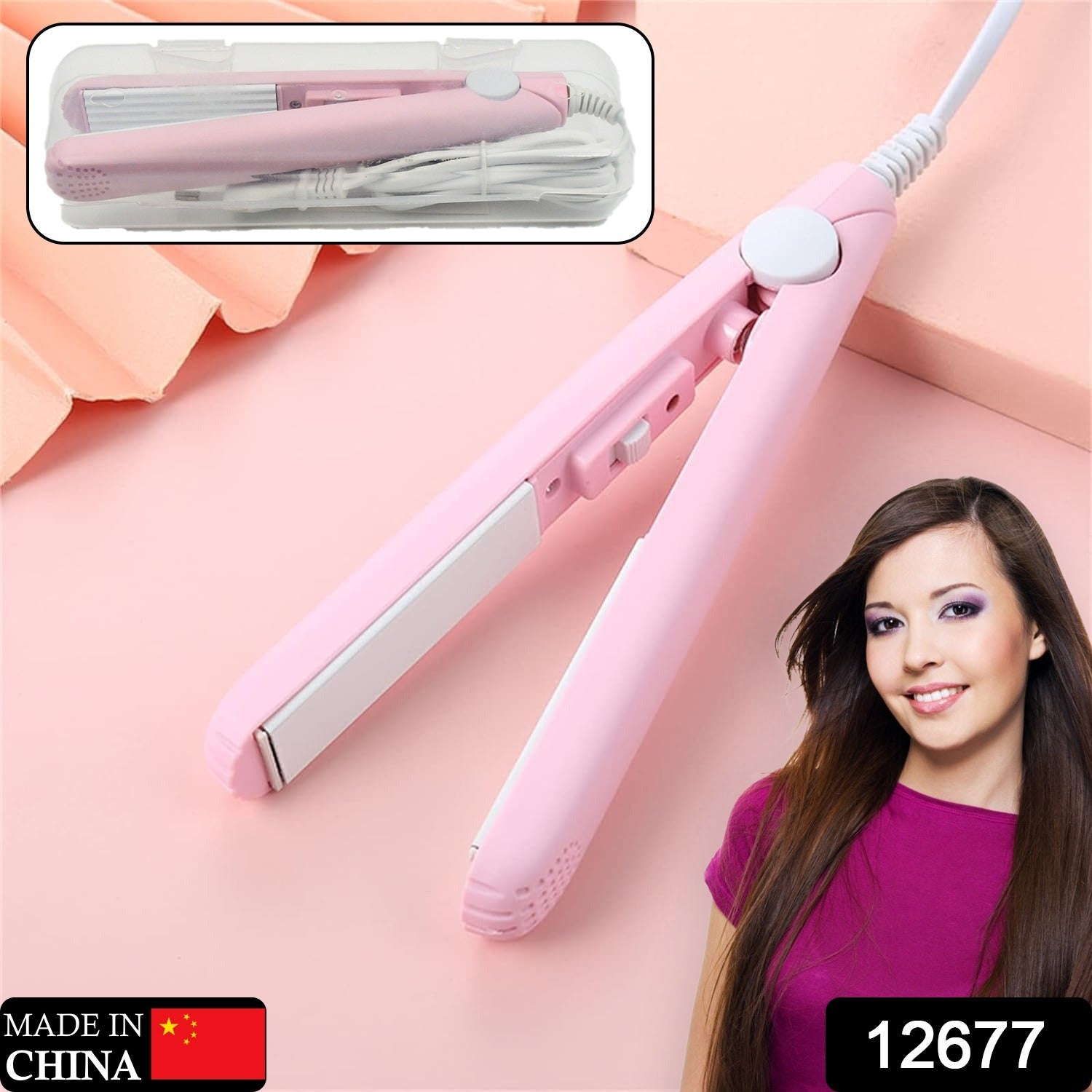 Beauty and Personal Care Professional Ceramic Plate Mini Hair Styler Straightener and Curler - Springkart 