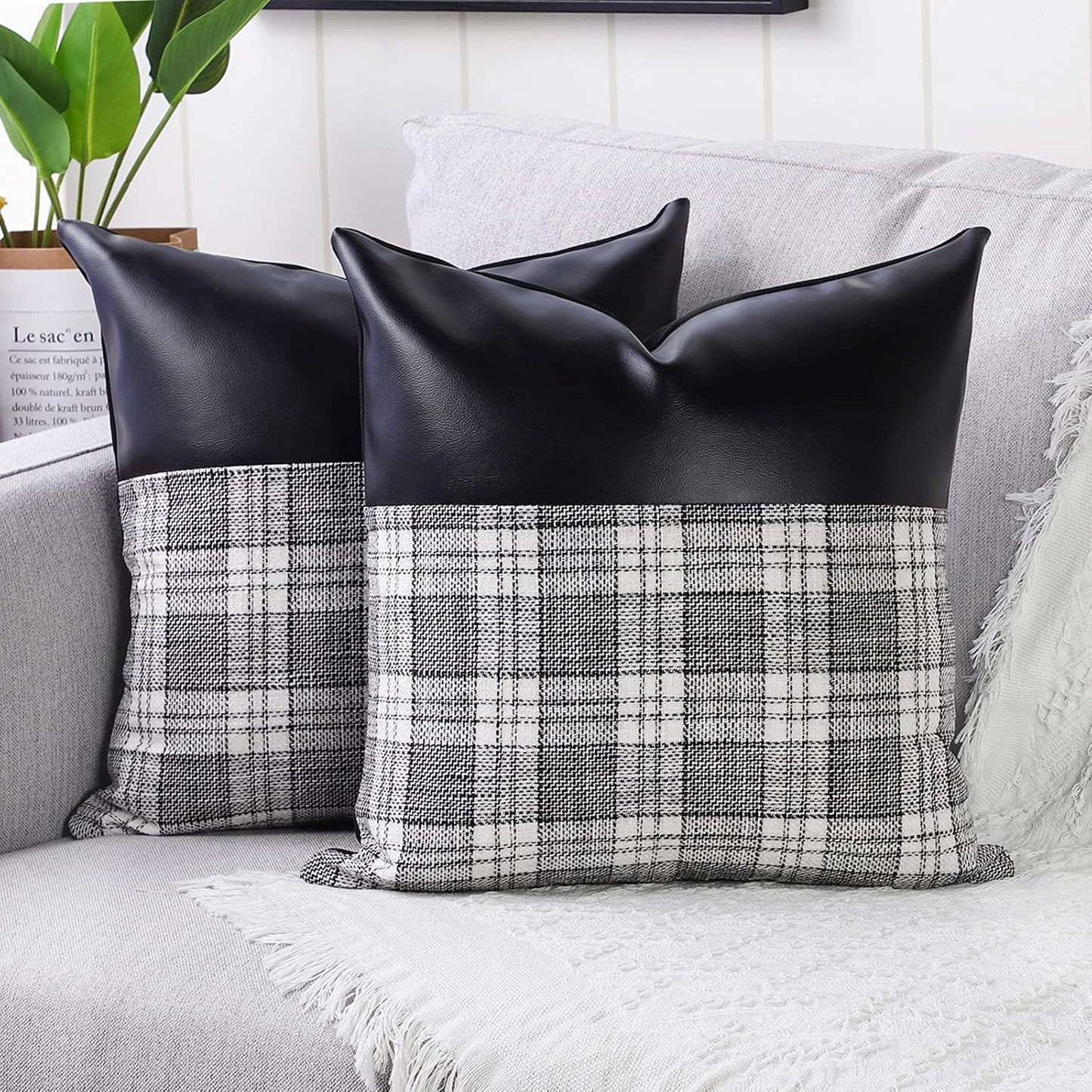 Pillow Covers Cushion Cases Soft Leather And Cotton (23 22 Inch 1 Pair 2 Pc) - Springkart 