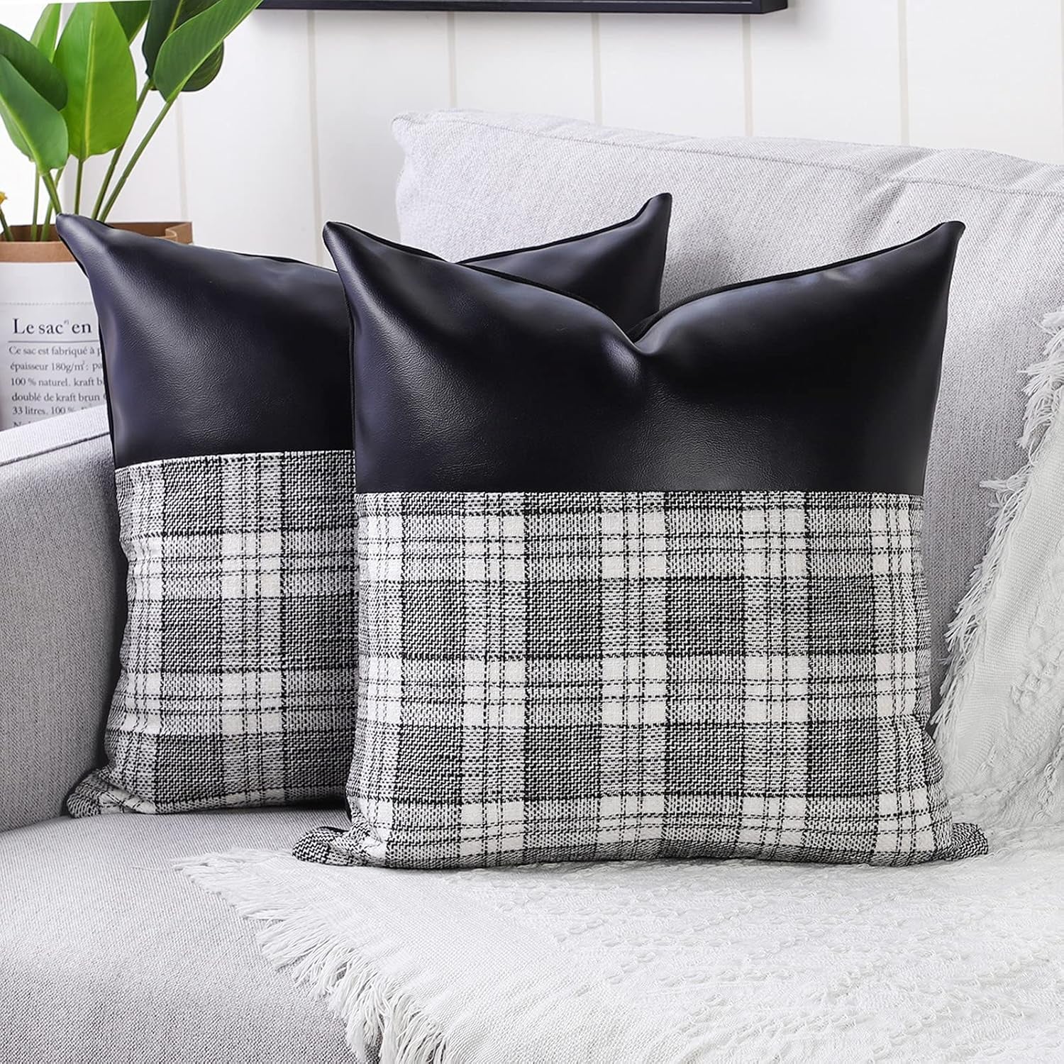 Pillow Covers Cushion Cases Soft Leather And Cotton (23 22 Inch 1 Pair 2 Pc) - Springkart 