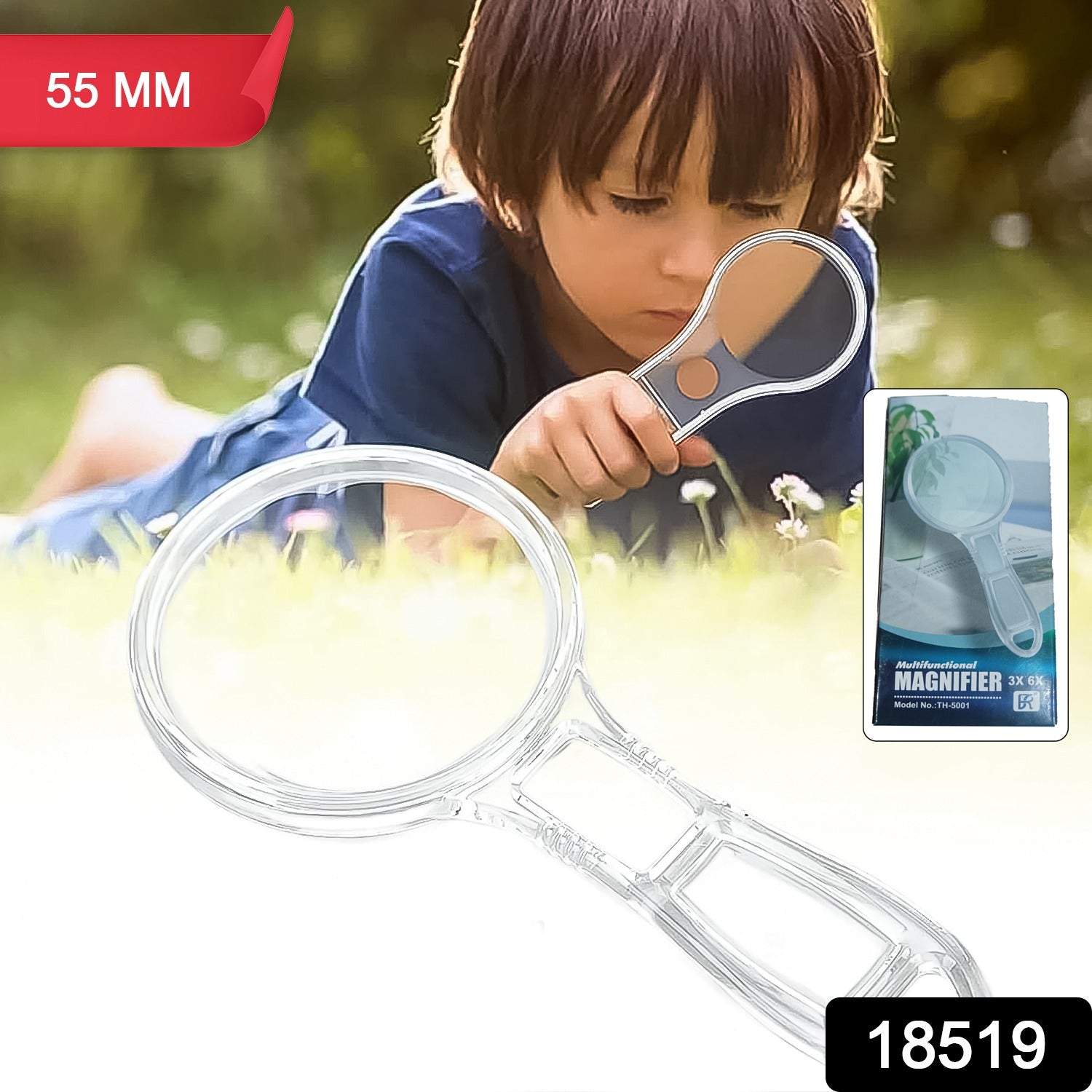 Handheld Plastic Magnifying Glasses (1 Pc 55 Mm) - Springkart 