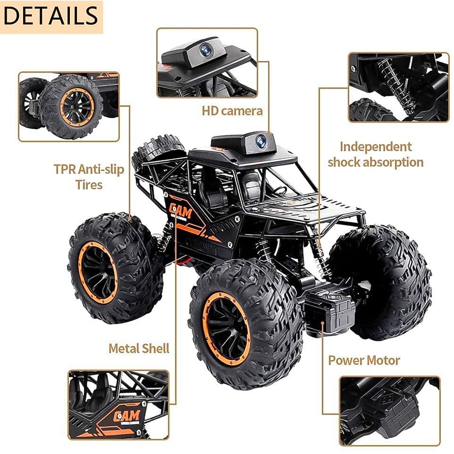 17901 Remote Control Car With Camera Off-road Remote Control Truck Monster Trucks For Boys 8-12 Birthday Gift For Kids Adults Gift For Boys And Girls Hd Camera Rock Crawler Monster Truck Toy - Springkart 