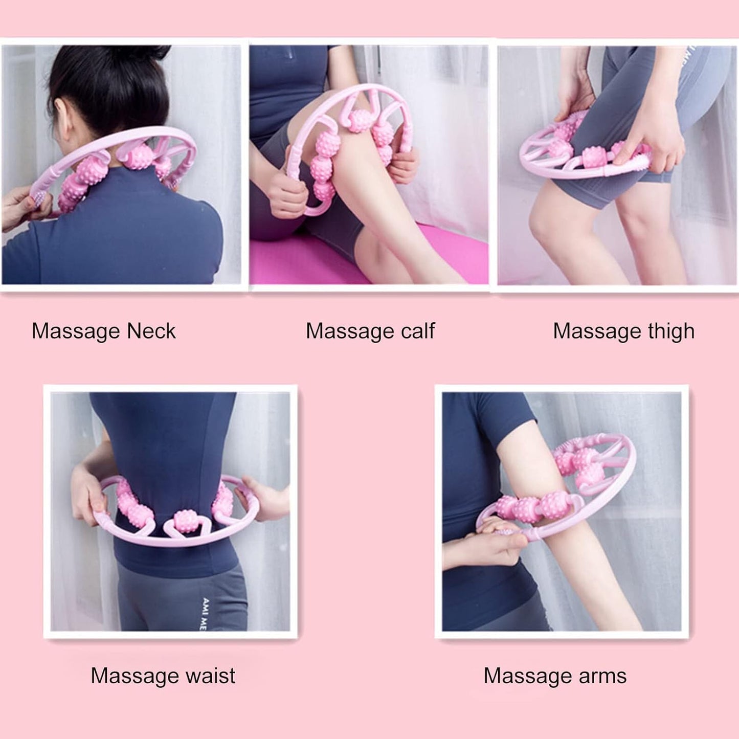 Muscle Massage Roller 8 Wheels Relieve Soreness Leg Muscle Roller Fitness Roller Muscle Relaxer Massage Roller Ring Clip All Round Massaging Uniform Force Elastic Pp Drop Shaped For Home Use (1 Pc) - Springkart 