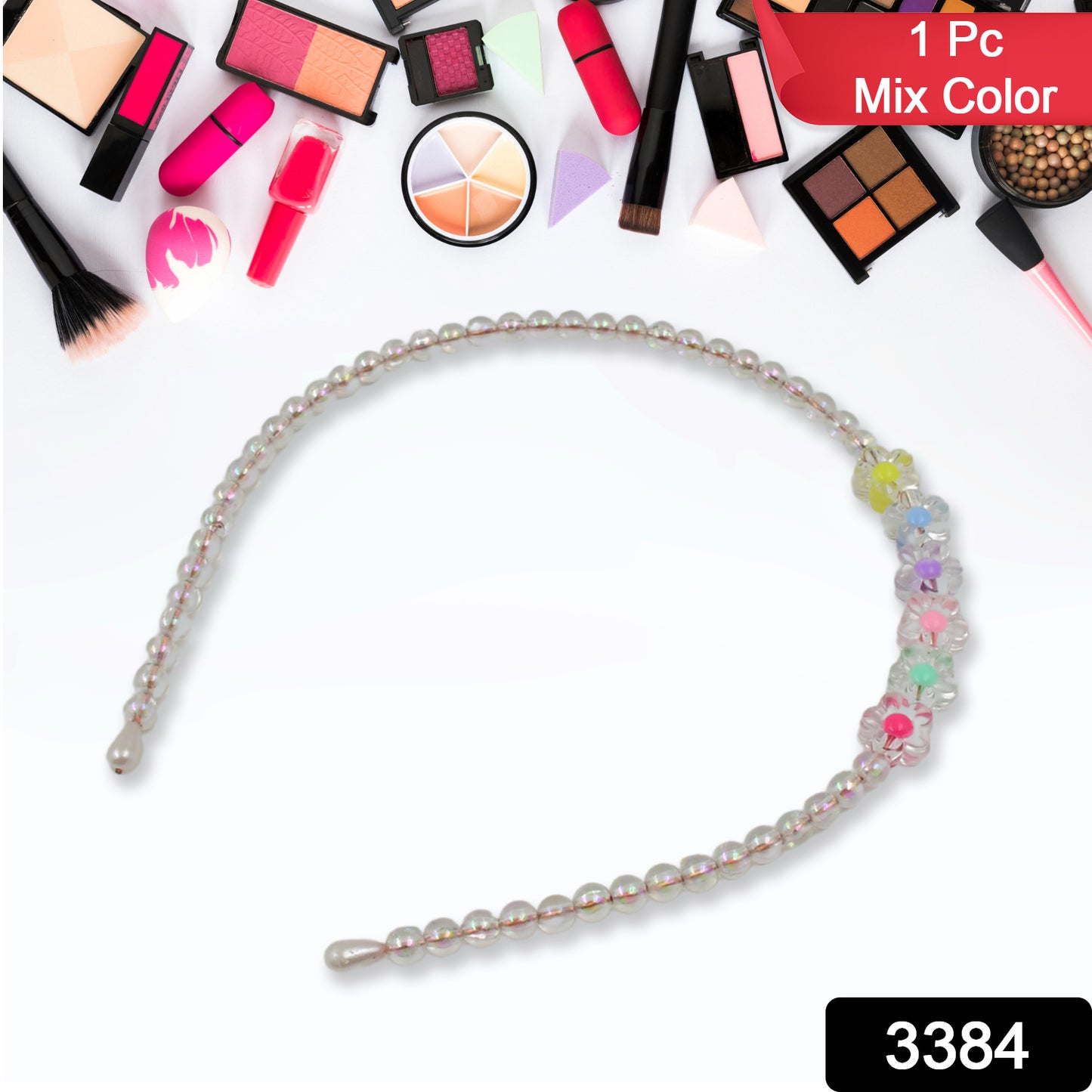 Hair Accessories Metal Handmade Colorful Beads With Pearls Fancy Party Hairband (1 Pc Mix Design) - Springkart 
