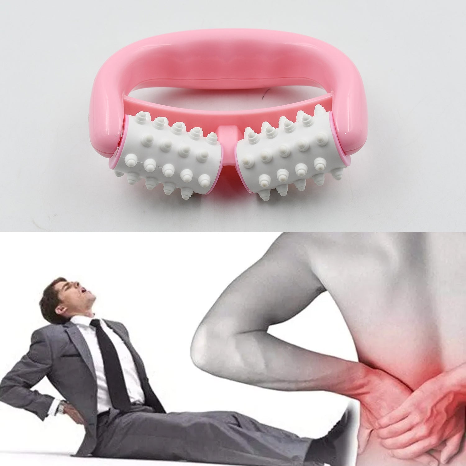 6405 Manual Round Handle Plastic 2 Rollers Massage Roller Cellulite Roller For Legs Arms Back Muscle Pain Relief And Muscle Relaxation - Springkart 