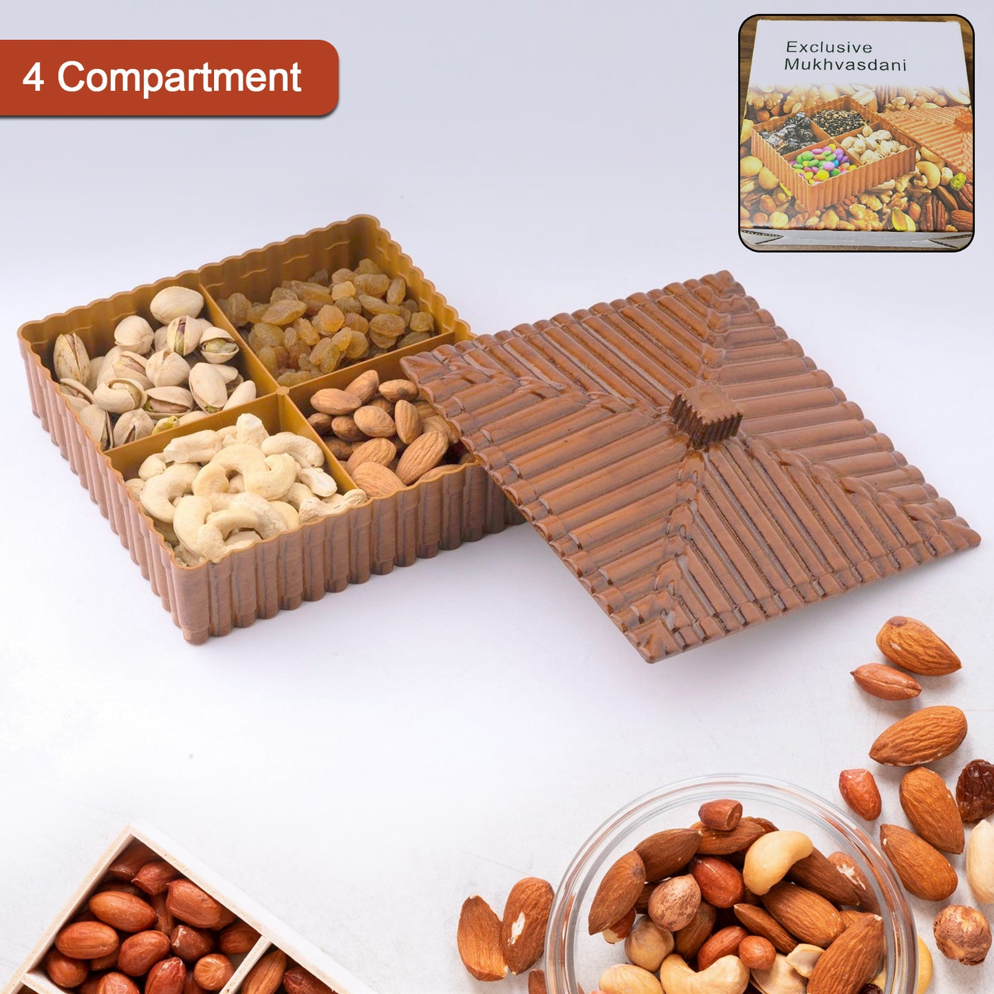 Plastic Multipurpose Dry Fruit Chocolates Mouth Box (1 Pc) - Springkart 