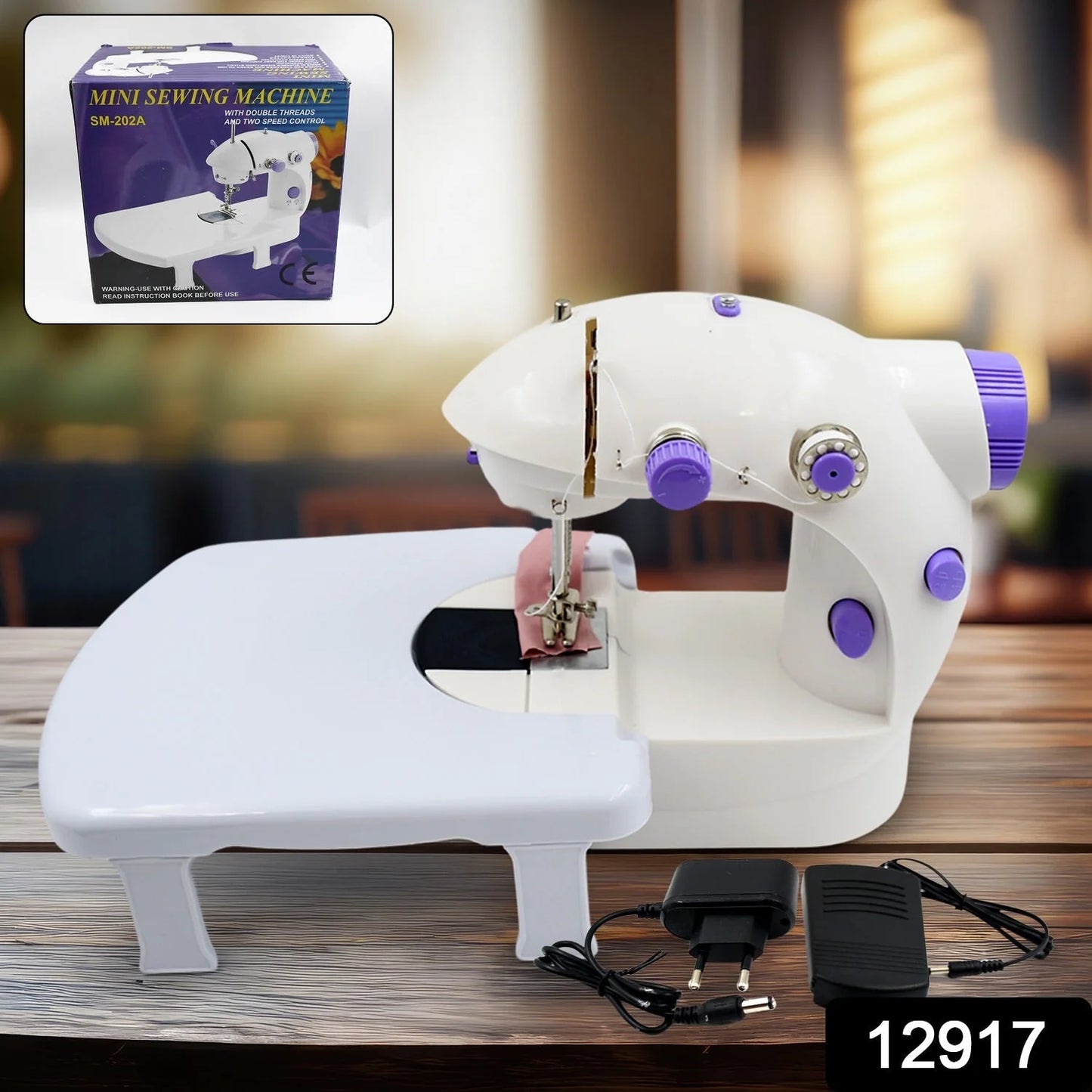 Home Tailoring Sewing Machine With Extension Table Set, Foot Pedal, Adapter Mini Electric Machine