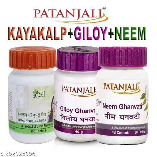 Patanjali Combo- Divya Kayakalp vati extra power + Giloy Ghan Vati+ Neem Ghan Vati