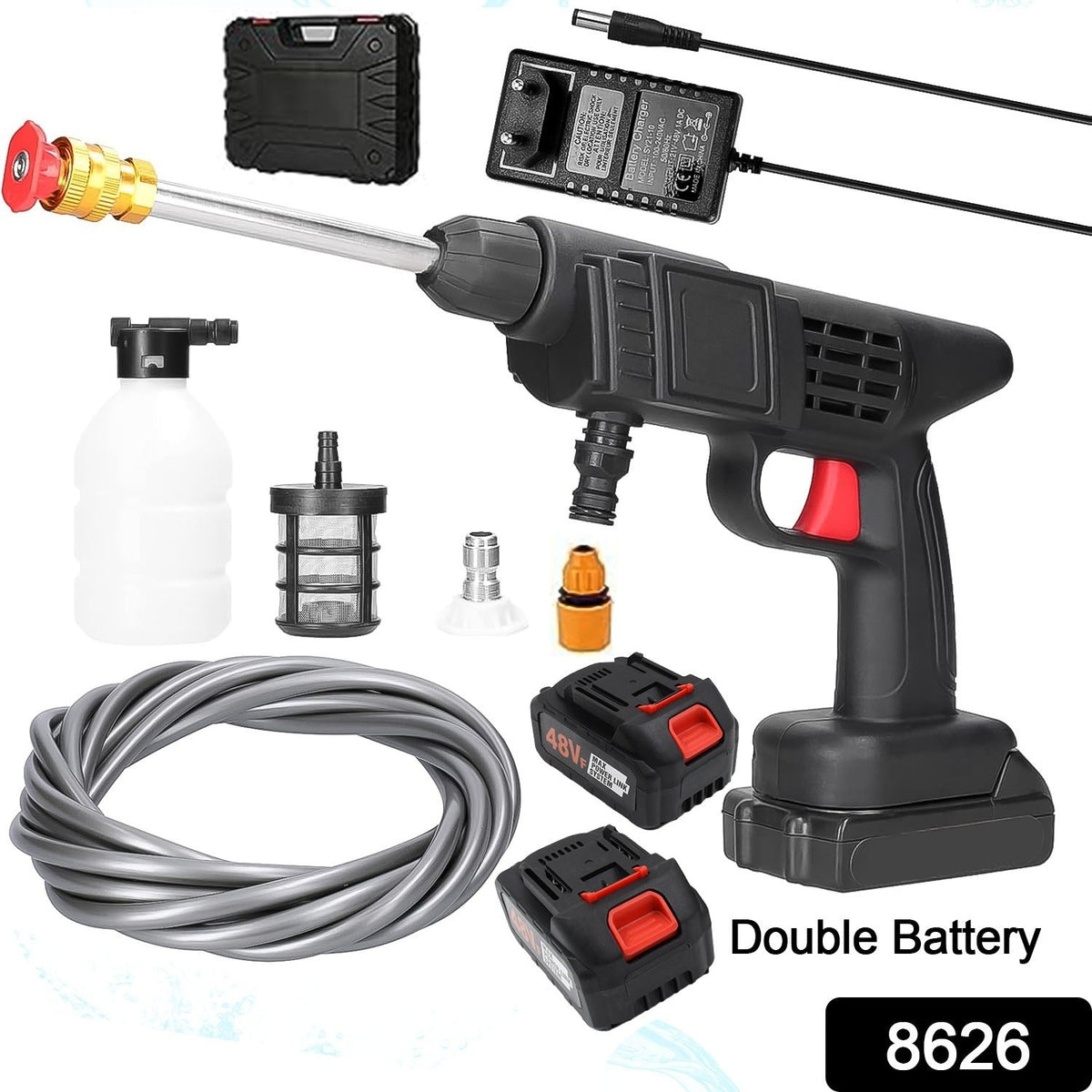 Double Battery 48V Rechargeable Electric, Car Washer Gun (1 Set) - Springkart 