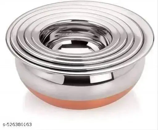 Dharma Handi cookware|Stainless Steel Copper Bottom Handi Pot 5 Piece|handi for biryani| Servware Pot|bowls| Multipurpose Bowls
