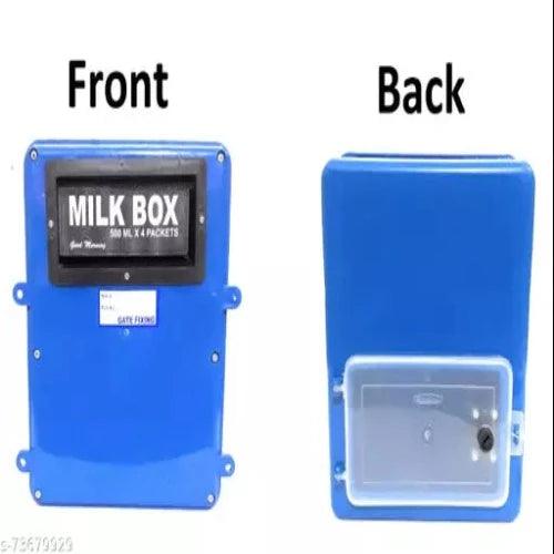 Gate Fixing Milk Box with Door opening at Back | Blue | Size: 28x25x10 (in cm) - Springkart 