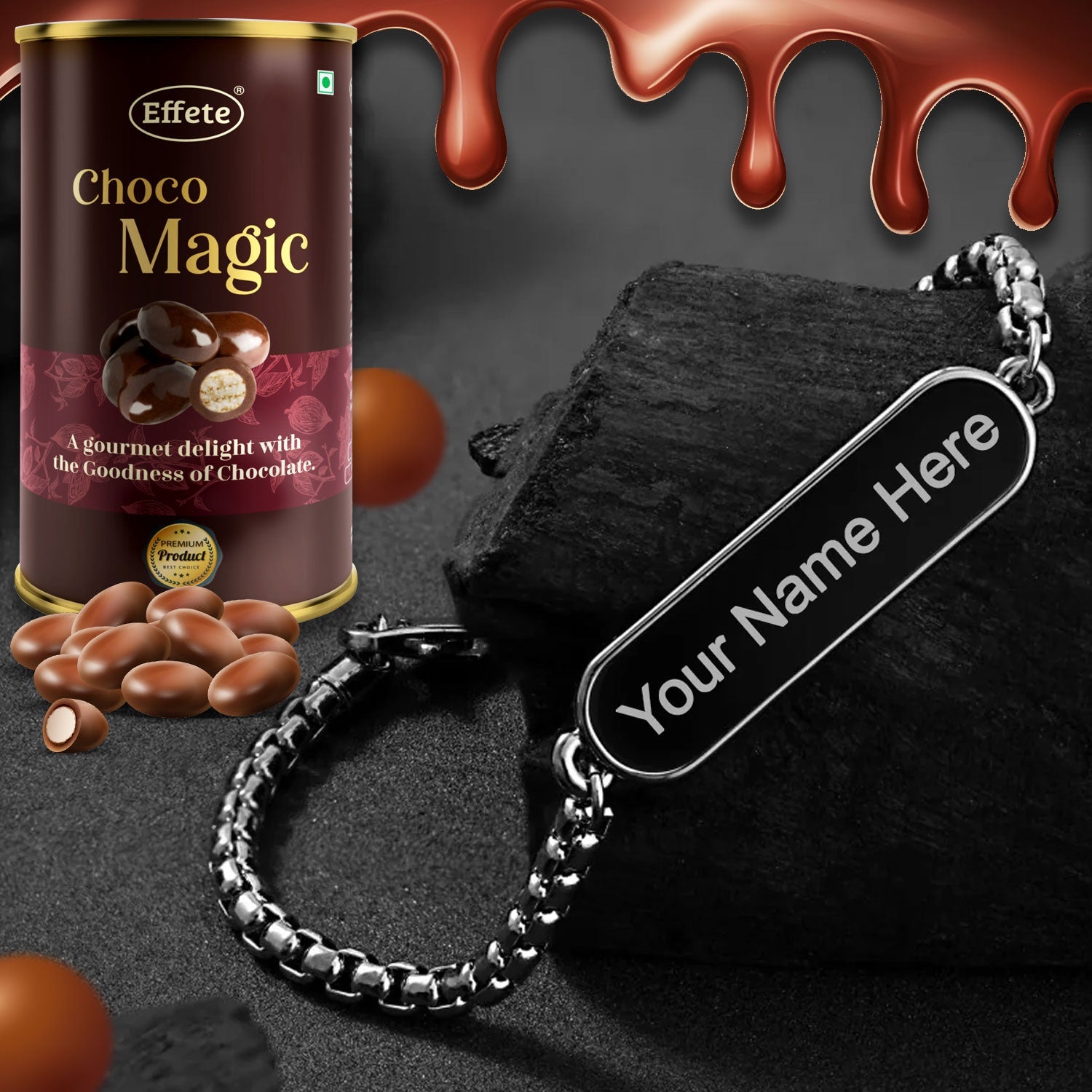 Perfect Pair Customized Bracelet Chocolate Gift Combo - Springkart 
