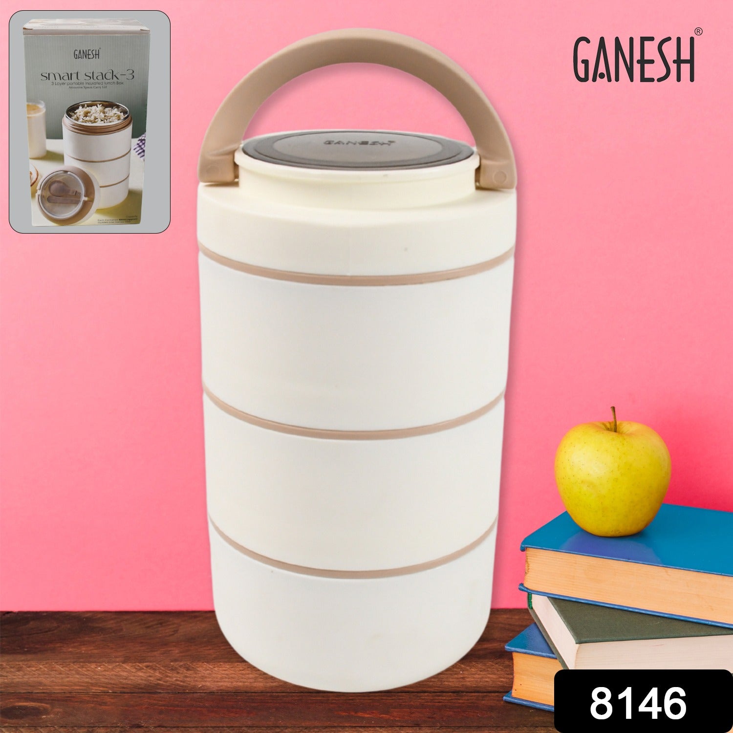 Ganesh Smart Stack 23 Layer Portable Lunch Box Stainless Steel Airtight Leak-proof Lunch Box For Office School Picnic Color May Vary (2 Layer 3 Layer) - Springkart 