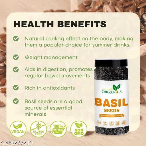 Raw Basil/Sabja (300G) Seeds for Weight Loss - (150g+150g=300gm) - Springkart 