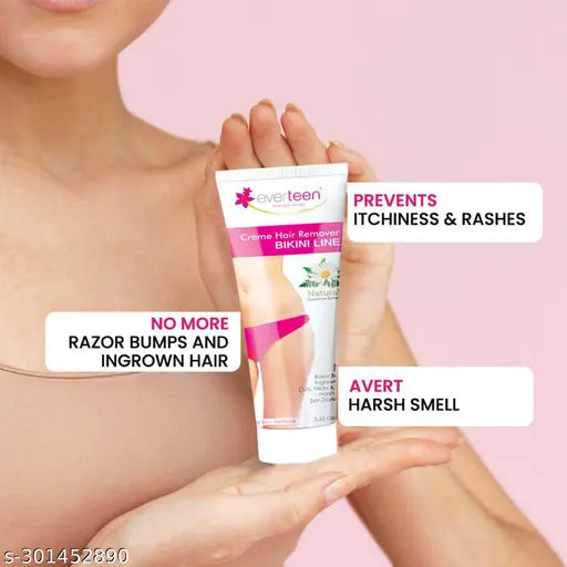 Everteen 50g+50g Natural Bikini Line Hair Remover Creme for Women – 1 Twin Pack - Springkart 