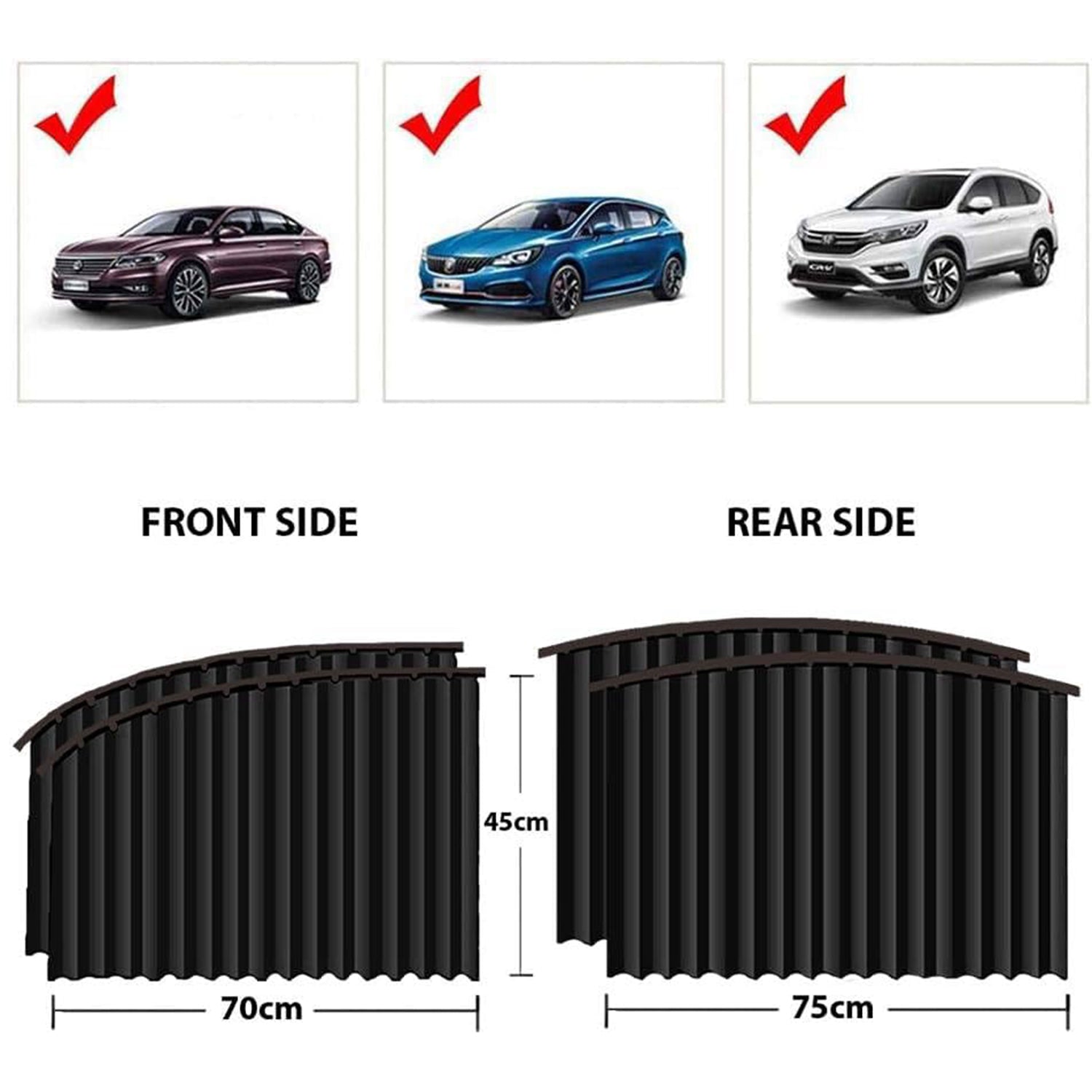 Curtain For Car Window Heat Sunshade Protection (4 Pcs With Curtain Hook Adhesive Tap Set) - Springkart 