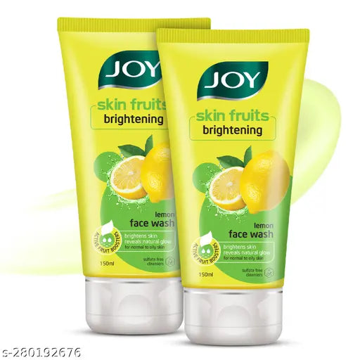 Joy Skin Brightening Lemon Face Wash For Oily Skin | Reduces Dark Spots & Oiliness (150mlx2) (300ml)