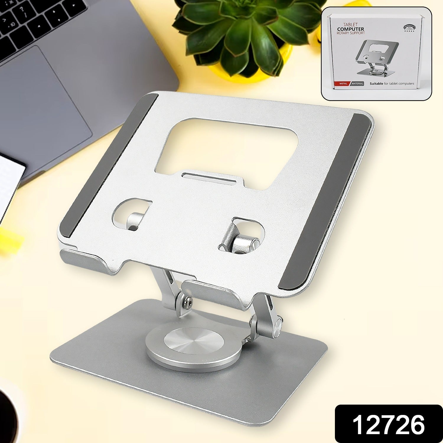 Aluminum Alloy 360rotating Bracket Adjustable Tablet Stand Portable Foldable Ergonomic Tablet Support - Springkart 