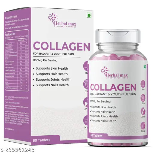 Herbal max Collagen Tablet to support youthful skin Collagen 60 Tablet