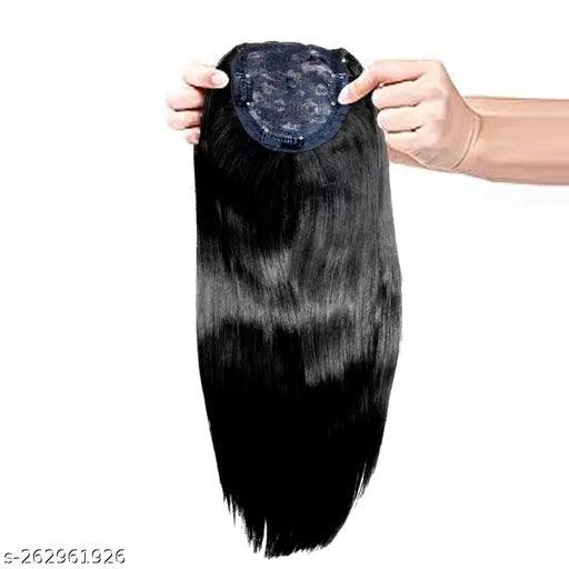 Hair Closure Toppers for Women Girls Extension Straight Silk Base Black - Springkart 