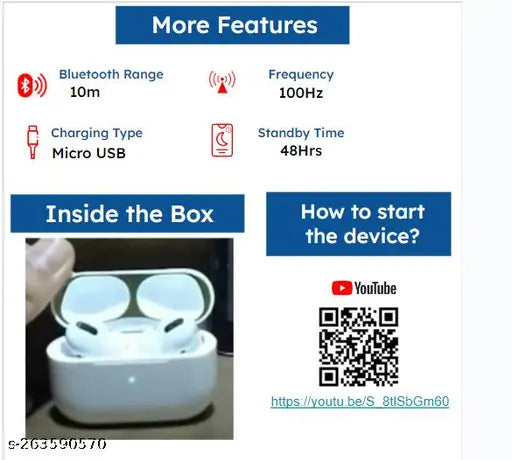 True Wireless Bluetooth Headphone (with case cover) with 2-3 Hrs Playtime & Compatible for all Smartphones (White)