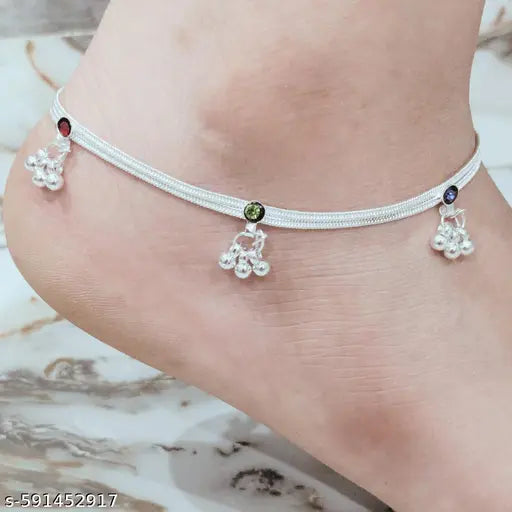 Women 3 pcs payal combo best multicolour ghungroo payal anklets 3 pcs