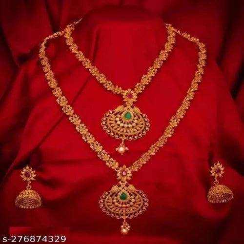 WOMEN NACKLASE GOLD SET JEWELLERY ALLOY - Springkart 