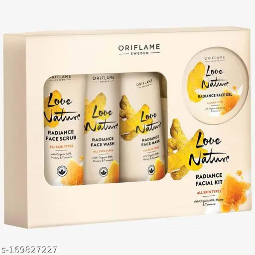Oriflame Radiance Facial Kit with Organic Milk, Honey and Turmeric (pack of 4)