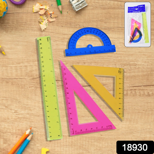 4-piece Geometry Set Triangle Ruler Protractor Straight Ruler - Springkart 
