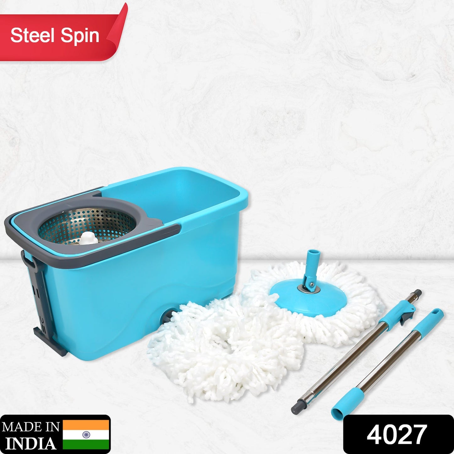 QUICK SPIN MOP PLASTIC SPIN, BUCKET FLOOR CLEANING, EASY WHEELS & BIG BUCKET, FLOOR CLEANING MOP WITH BUCKET - Springkart 