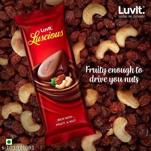 LuvIt Luscious Milk Chocolates Bar | Combo Pack of Milk, Fruit & Nut, Roasted Almond | Deliciously Smooth | Pack of 9 - 456g - Springkart 