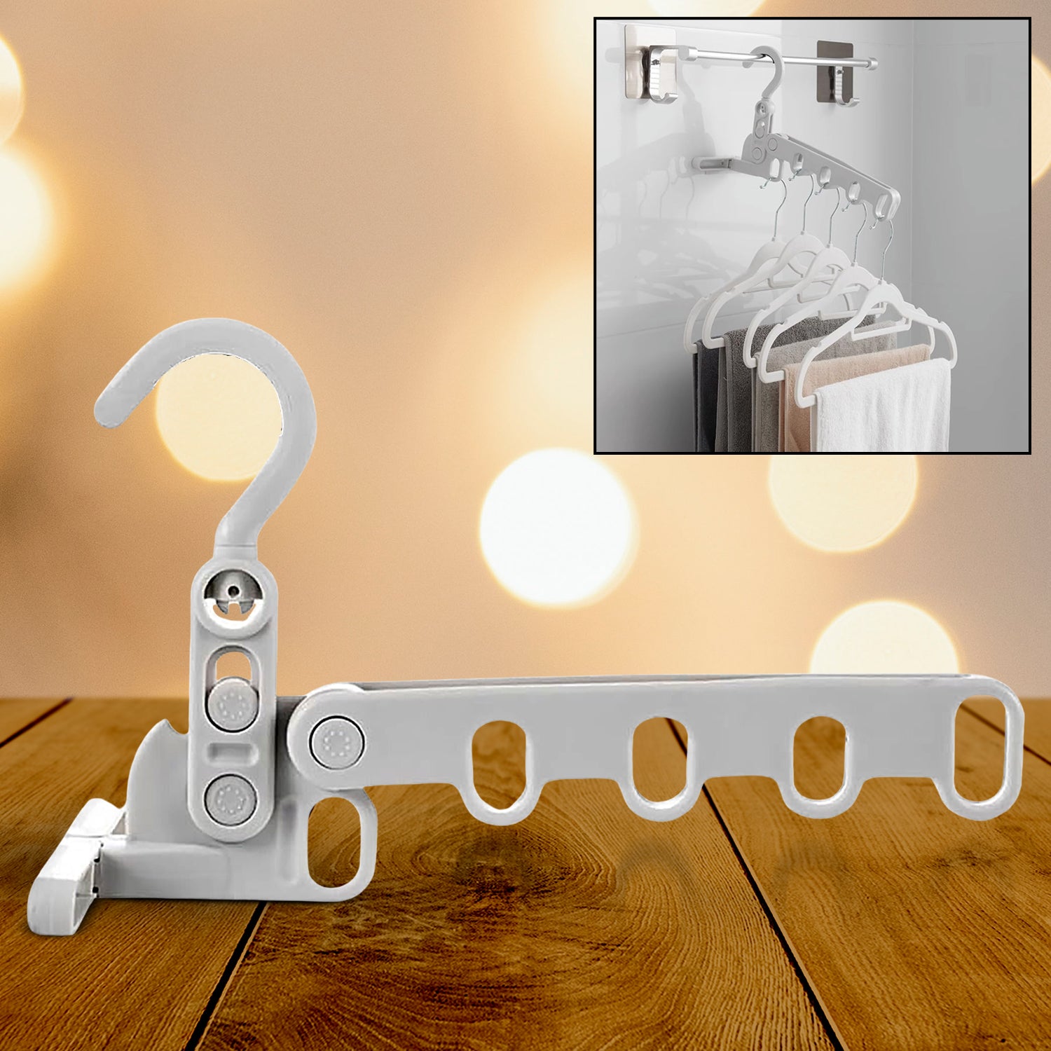 13049 5holes Foldable Clothes Hanger Travel Clothes Hanger Multifunctional Clothes Hanger Space-saving Wall Holder Clothes Rack Robust Clothes Hanger For Travel Indoors. - Springkart 